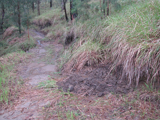 Road slump after heavy rain