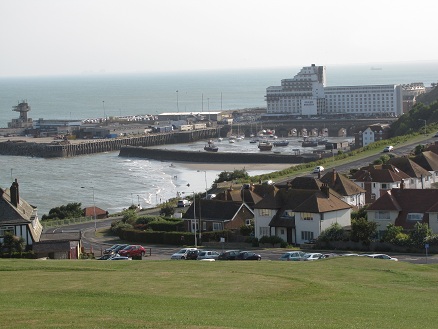 The ship shape building is our hotel in Folkestone
