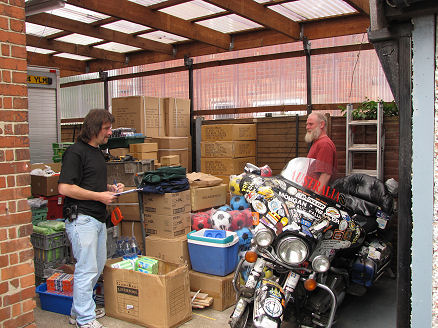 Glynn and Willy getting gear ready for the Download Music Festival