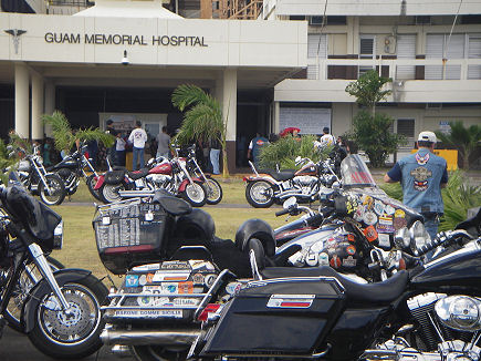 Visiting children at the Guam Hospital