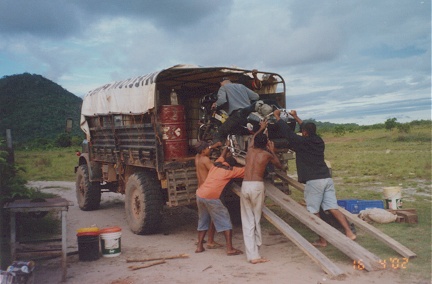 The going too tough, loading the bike into a truck for the worst 80 km