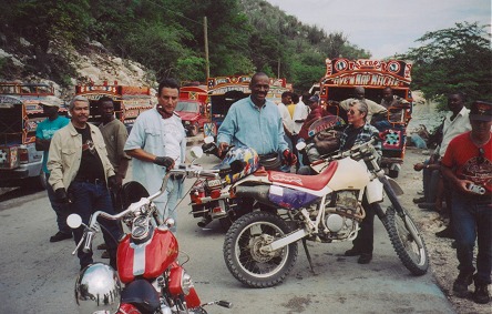 Harley riders welcome us at the border