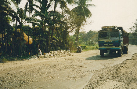 Hand breaking stones for the roads, no wonder they are so dreadful