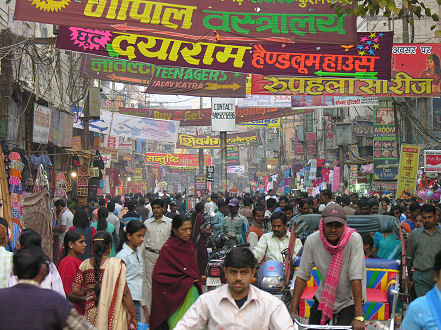 Traffic jammed street in Varanasi
