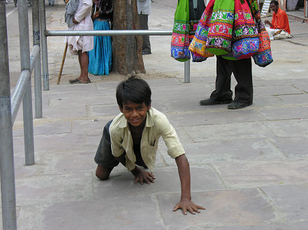 Polio afflicted boy, begging in Jaipur