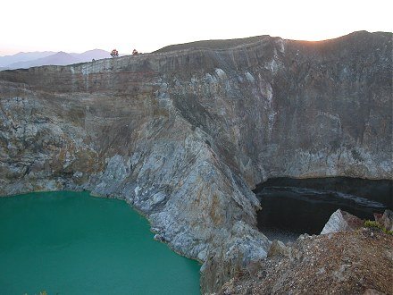 Two of the coloured volcanic lakes of Mt Kelimutu