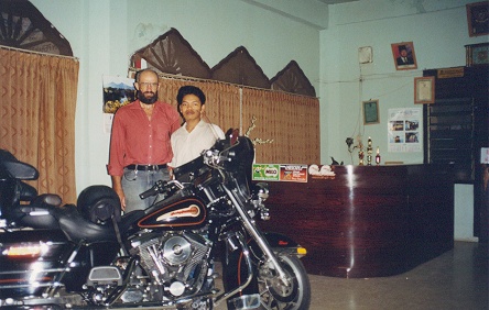 Hotel foyer parking for the motorcycle.