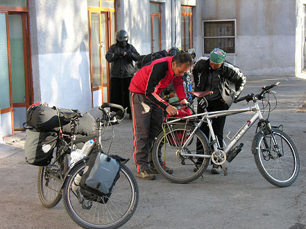 Getting ready to leave Kerman, Wim and Petra 