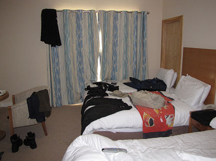 Drying wet gear in hotel after hitting a heavy storm