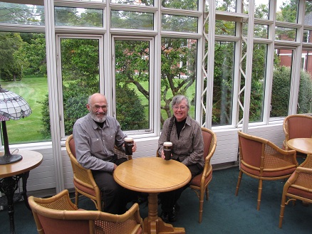 Indulging in a Guinness pint at our hotels conservatory