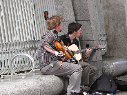 Students busking for extra cash in Dublin