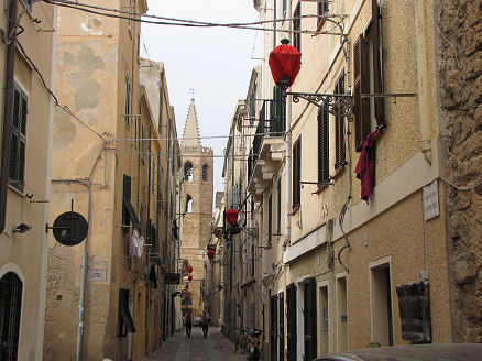 Narrow streets in Alghero, Sardinia