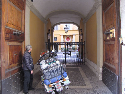 Sneaking a photo at the headquarters of the Sovereign Military Order of the Knights of Malta in Rome