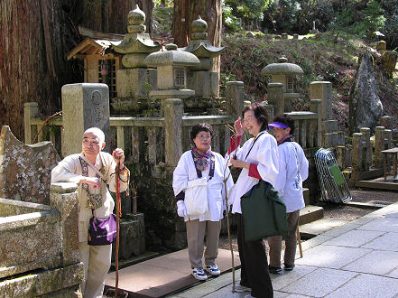 Pilgrims at the Okuno-in cemetry in Koya-san