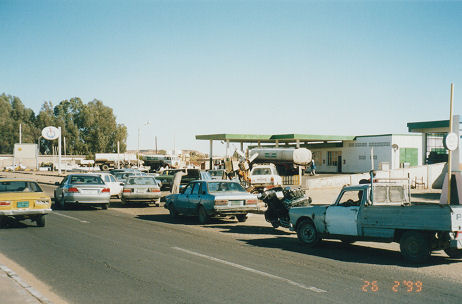 Lined up waiting for petrol