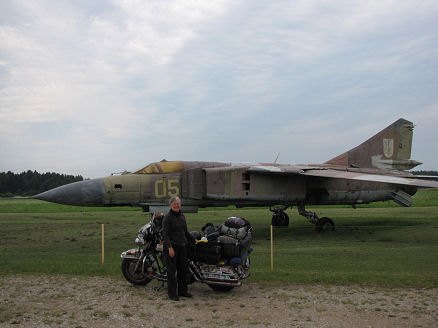 Old Russian planes as a display at a roadside coffee stop