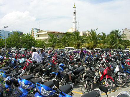 Motorcycles have recently become the main transport on Male