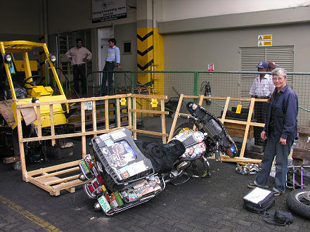 Uncrating bike at Air Cargo Mauritius