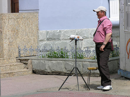 Waiting in the streets of Ulaan Baatar selling phone calls