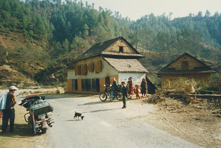 Stopped in a small mountain village heading for Kathmandu