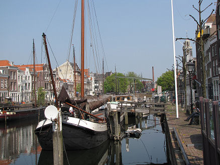 Boats moored at Delfshaven
