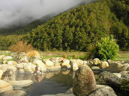 Enjoying the hot springs at Maruia with outside temperatures about three degrees