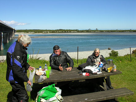 Roadside stop at the Haast River Bridge