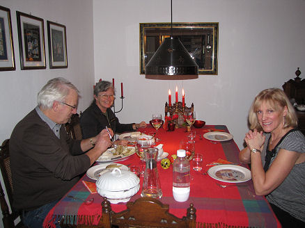 Having a traditional dinner at Astrid and Svein's place.