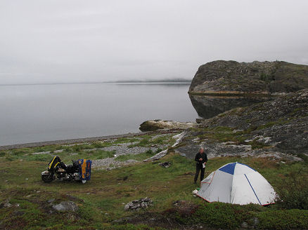 Camped alongside the ocean north of Tromso