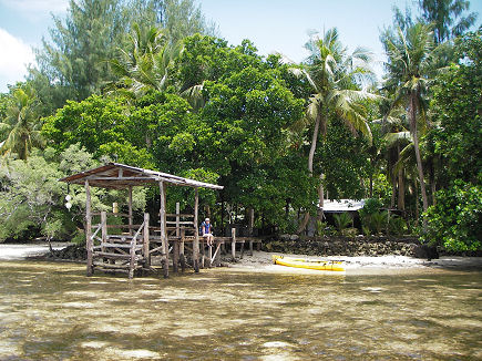 Resting from kayaking at a disused jetty