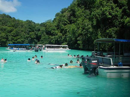 A crowd of boats at Milky Way mud pack