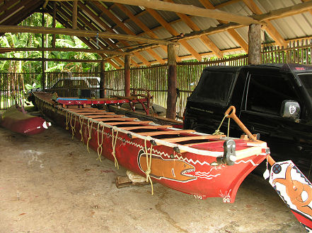 A traditional outrigger canoe, used in the TV series, Survivor