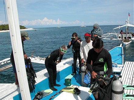 Kay getting ready to SCUBA dive, first time in ten years