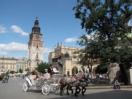 Beautiful horse drawn wagons in Krakow