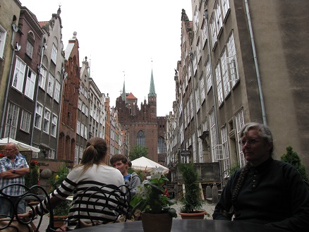 Coffee shop in a narrow street of Gdansk