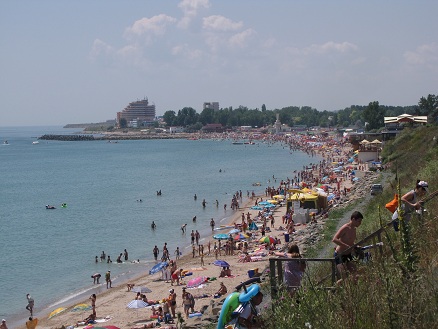 Black Sea beach scene on a sunny day