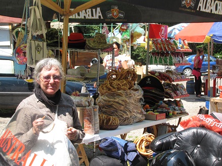 Buying the local breadsticks along the Transfagarasan Road