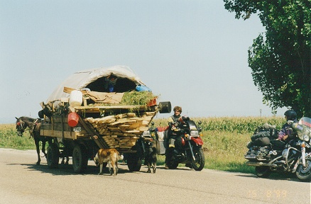 Gypsy wagon carrying timber