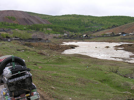 Still some snow patches in this dying mining town along one of the detour roads