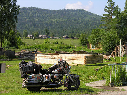 Building a new solid log house. It will be disassembled and transported to its final location for reconstruction