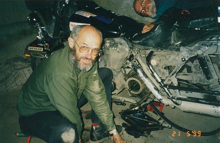 Changing the temporary belt for a new permanent one in our hotel's garage