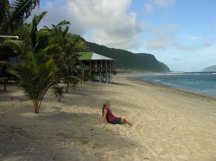 Kay resting on the Faofao Beach