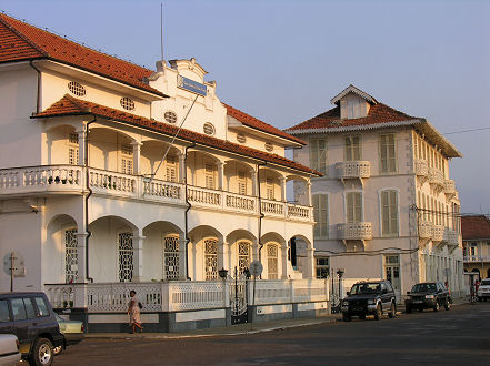Restored old Portugese buildings in Sao Tome