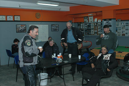 Relaxing at the HOG section of the H-D shop in Riyadh