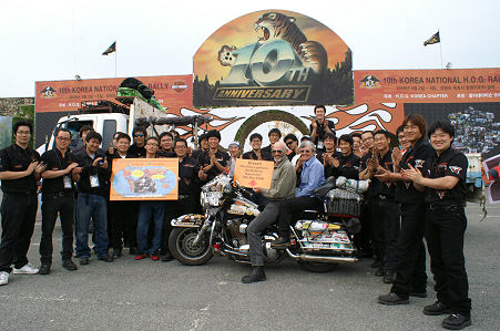 Being farewelled before loading the motorcycle for North Korea