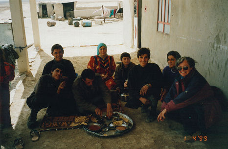 Enjoying a meal with locals after getting lost