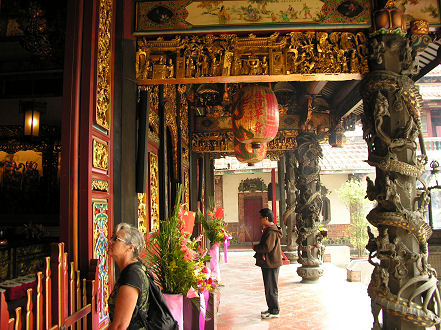 Elaborate stone carvings at Baoan Temple