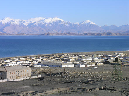 Overlooking the town of Karakul and lake Kara Kul