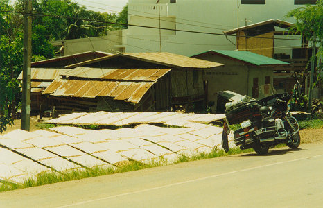 Drying pastry on racks for spring rolls