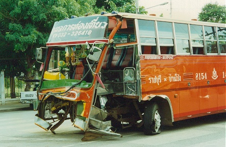 One of the many accident vehicles we saw.